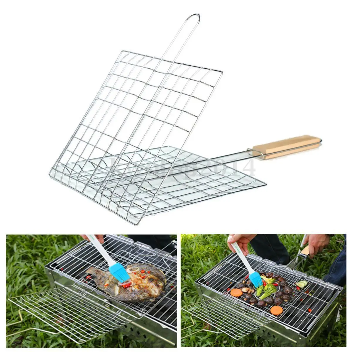 and vegetables skewers BBQ Grill Basket with handles Roasting Rack for grilling meat