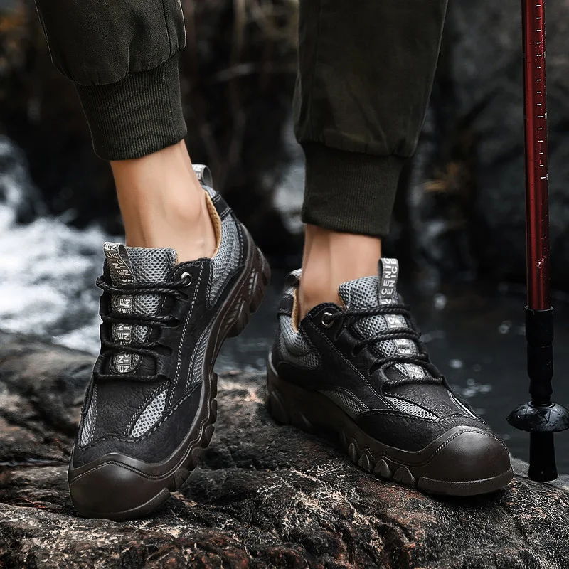 Мужская походная обувь мужская спортивная обувь для улицы треккинговые кроссовки Нескользящая износостойкая обувь для путешествий мужские кроссовки из натуральной кожи