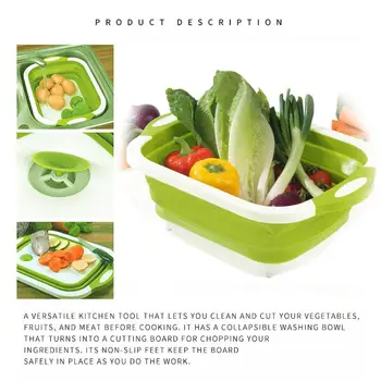 

Multifunction Foldable Cutting Board Silicone Colander Fruit Vegetable Washing Basket Strainer Collapsible Draine Kitchen Tools