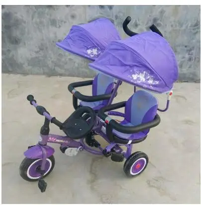 Трехместная детская коляска с зонтиком, трехколесный велосипед для детей, трехместная детская коляска - Цвет: 3