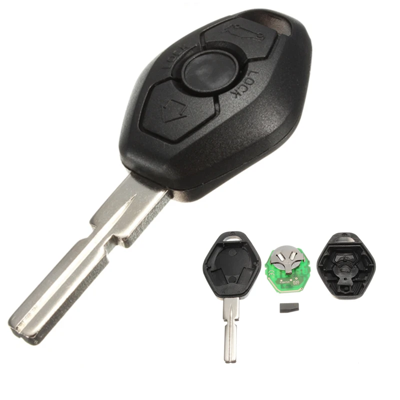 

433Mhz 3 Buttons Remote Control Car Key Replacement Uncut Blade with Chip for BMW 3 /5/6/7 Series Z4 Z8 X3 X5 M3 1999-2010