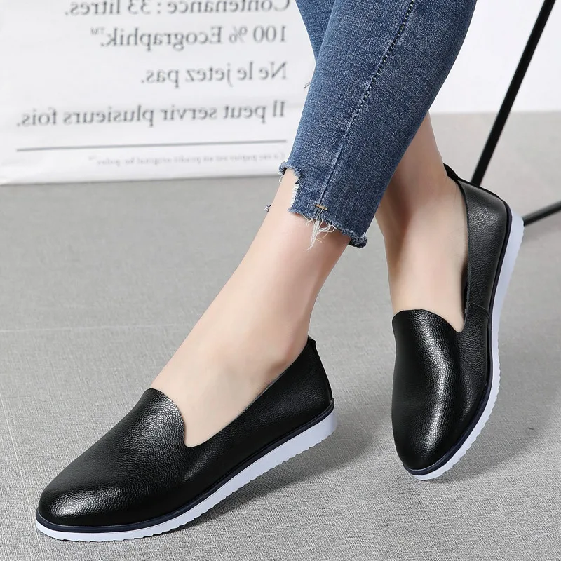 

Summer Women Ballet Flats Shoes Split Leather Slip On Ladies Shallow Moccasins Casual Shoes Female Sneakers Tenis Feminino Loafe