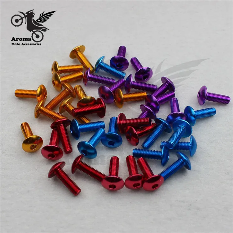 10pcs 4 color Available motorcycle screw 6mm universal motorbike decals moto Aluminum Alloy