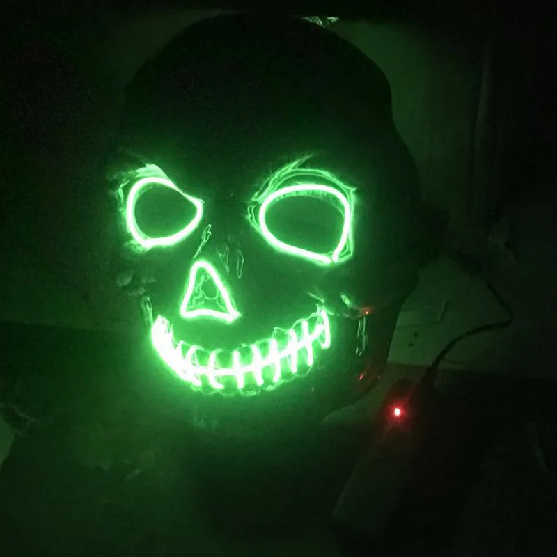 EL Flashing Mask LED masks Horror Skull Face Cover Halloween Props Haunted House Decoration Masquerade Props Mask Cool Available