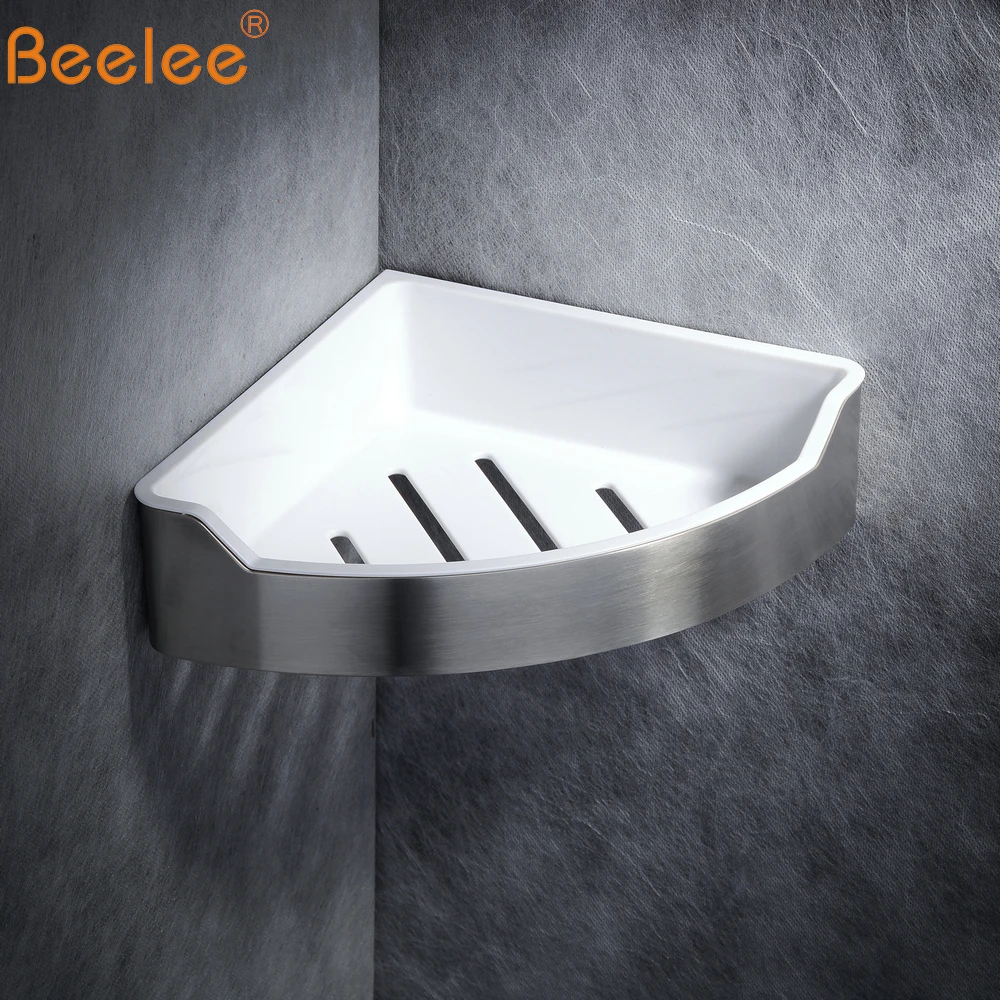 Beelee Wall Mount with Screws Shower Corner Caddy Stainless Steel ABS
