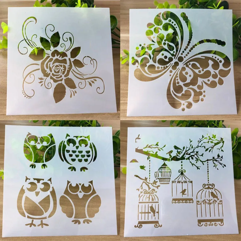 4pc Openwork Flower Stencil DIY Scrapbooking Album Decorative Accessories Template Drawing Stencils For Children | Канцтовары для