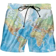 Летние пляжные шорты Мужская мода 3d Карта мира печати фитнес bernuda homme пользовательские Свободные карманные шорты плюс размер XXS-6XL