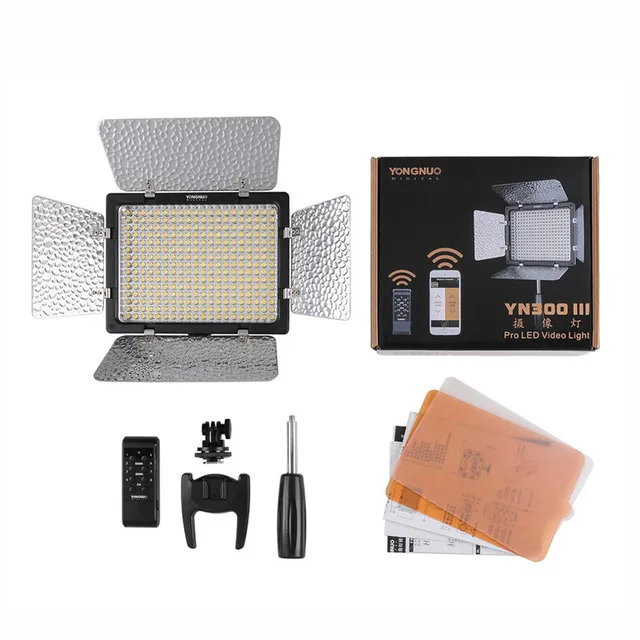 Yongnuo YN300III YN-300 III светодиодный светильник для селфи-камеры, видео светильник для фотографии ing 3200 K-5500 K для youtube Canon Nikon+ софтбокс - Цвет: Черный