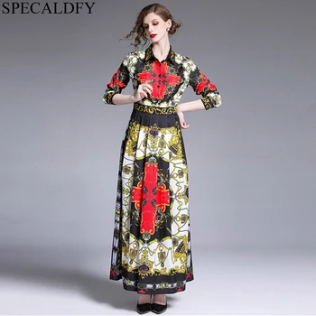 

Luxury Vintage Long Shirt Dress Women Spring Autumn Dress Runway Designer Dresses High Quality Women Fashion 2020 Robe Femme