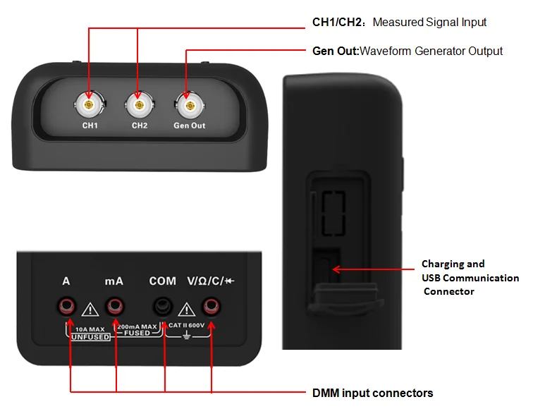 Hantek 2D42 3в1 цифровой осциллограф генератор сигналов мультиметр USB портативный 2 канала 40 МГц 70 МГц Многофункциональный Osciloscope