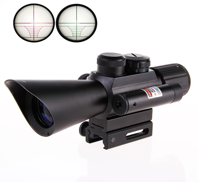 

New riflescope Hunting Tactical 4x30 M7 Rifle Telescopic + Red Laser Sight+ Mount For Optics Tactical Telescopic Sight outing