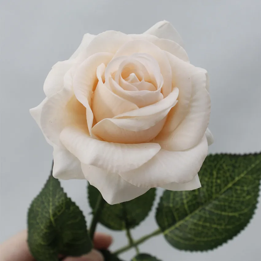 YO CHO 11 шт., настоящие розы, искусственные цветы, искусственная кожа, белый пион, розовый, свадебные цветы, вечерние, декоративные искусственные цветы для дома - Цвет: Light-Champagne
