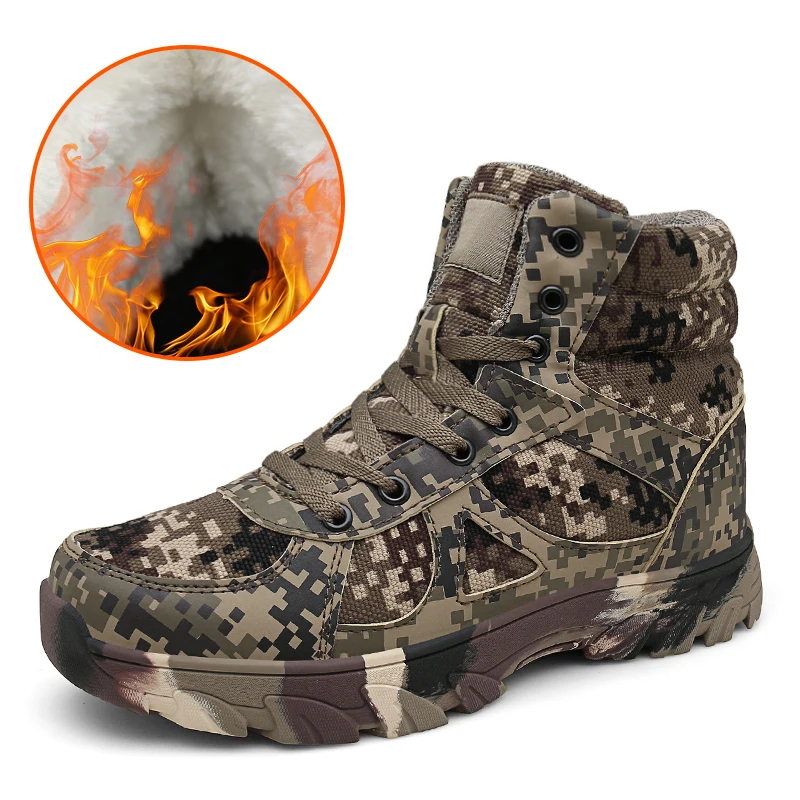 

Plus Size Outdoor New Men's Winter Warm Hiking Boots Combat Sports Shoes Desert Hiking Sports Camouflage Trekking Shoes Military