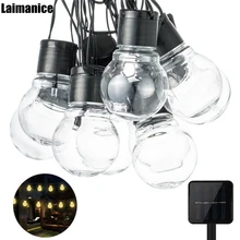 Laimanice 2,5 м 10 светодиодный S Прозрачная лампочка глобус солнечные гирлянды водонепроницаемый 5 см большой шар сказочные Огни наружное светодиодное декоративное освещение