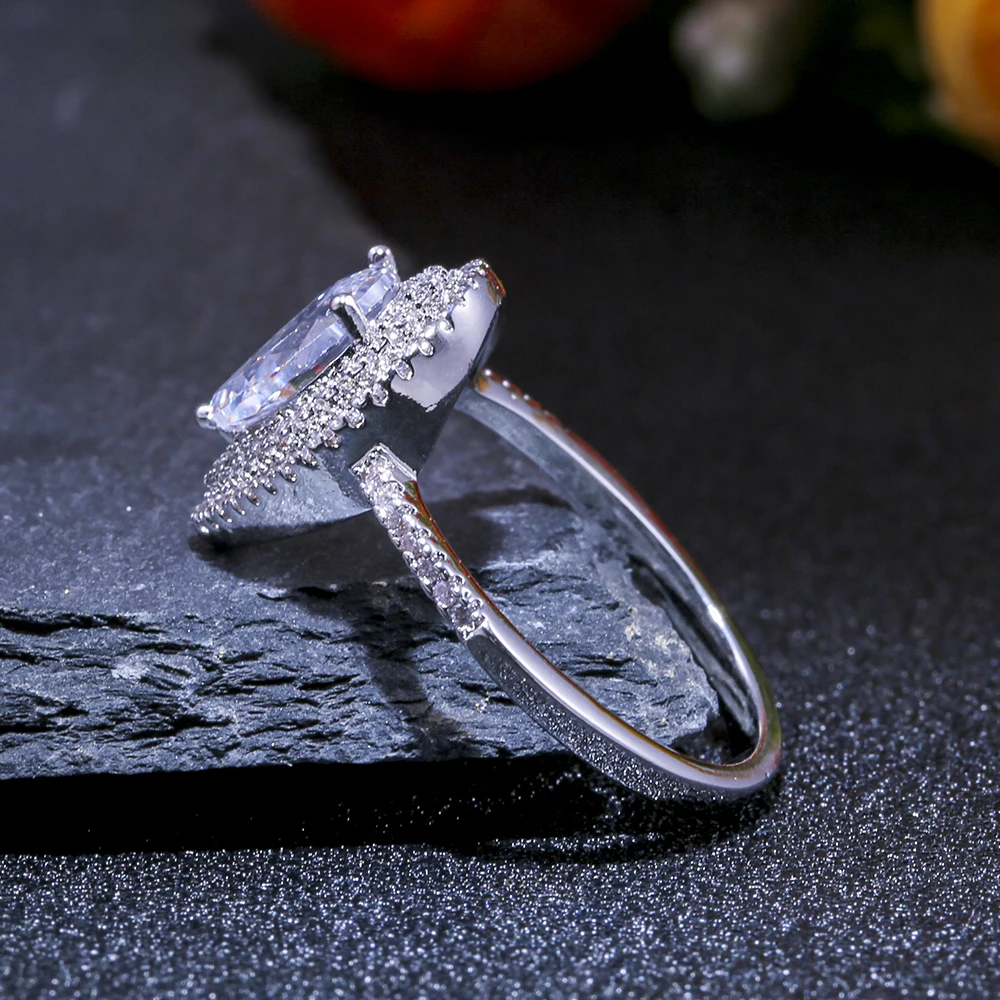 Huitan простая Капля воды обручальное кольцо для женщин с микро мощеной милой грушевидной формы женское кольцо группа Ювелирное кольцо оптом