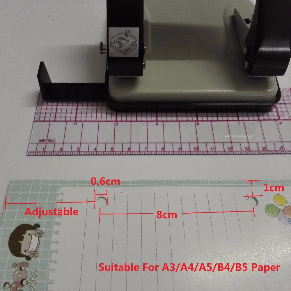 Многофункциональный Средний металлический 2-дырокол для A3/A4/A5/B4/B5 Бумага двойное отверстие keypunch размер отверстия 6 мм 20 Бумага один раз № 9660