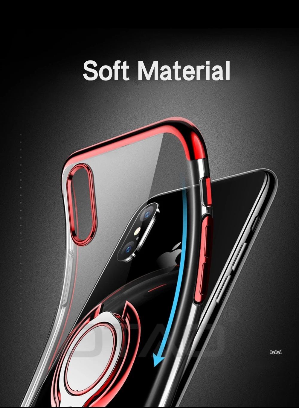 OTAO Ultra Thin Transparent Phone Case For iPhone XS MAX XR X 8 7 6 6S Plus Car Magnetic Cases Finger Ring Holder Cover Coque