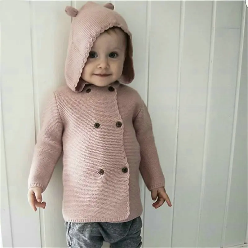2017 AutumnWinter Kids Girls Hooded Cardigan Double Breasted Cotton Sweater For Children Boy Baby Girl Soft Knit Jumper Clothes (55)