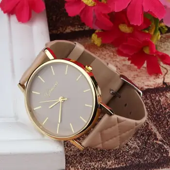 New watch women Checkers Faux lady dress watch, women's Casual Leather quartz-watch Analog wristwatch Gifts relogios feminino!