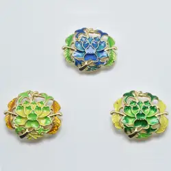 Китайский характеристика меди сжигание синий цветок пиона выдолбленные перегородчатой Jewellery подвеска DIY Аксессуары материал