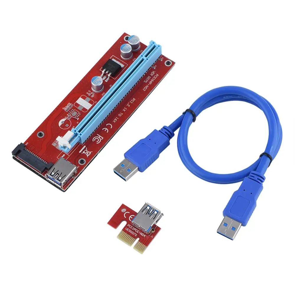 

PCI-E Express 1x to 16x 4PIN Mining Extender Riser Card Adapter with USB 3.0 Cable pci express add on card