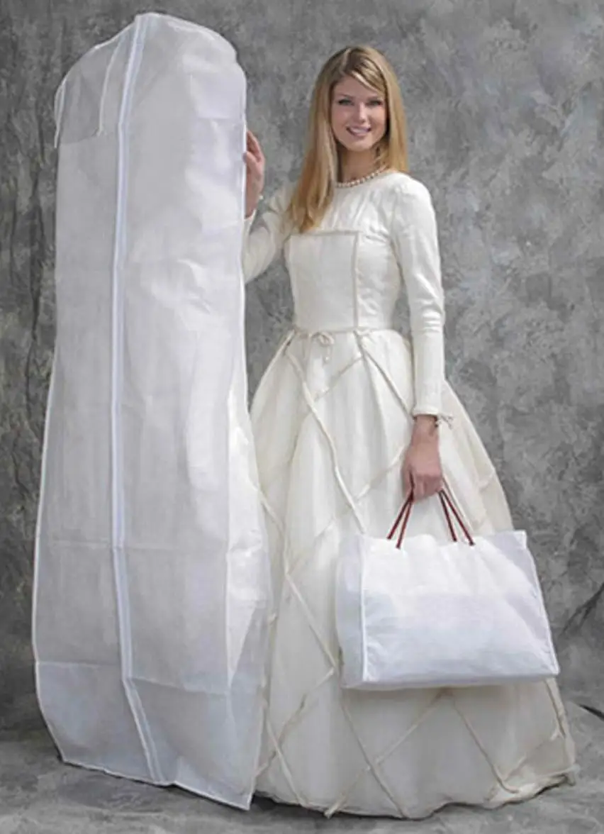 2016 Wedding Dress Bags White Dust Bag Travel Storage Dust Covers ...