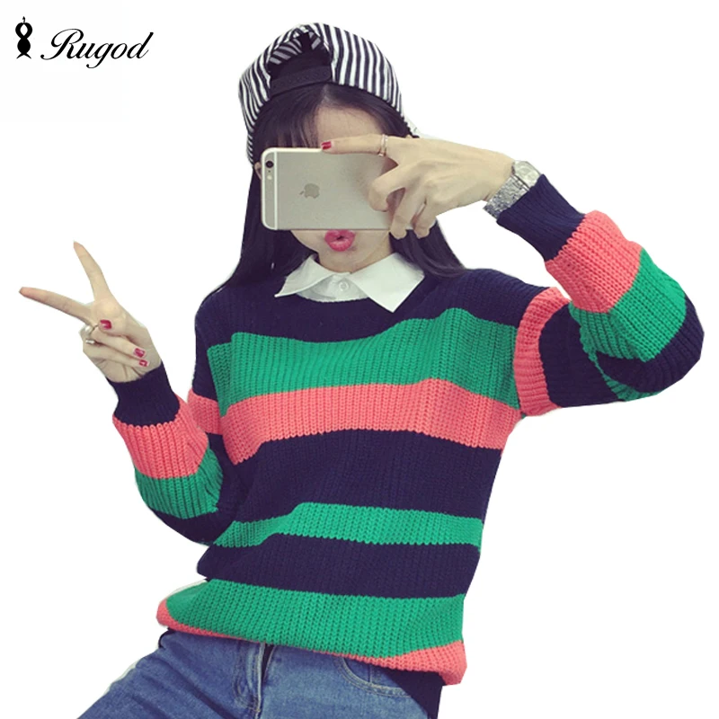 Loose Grueso Suéter Mujeres Suéteres de Rayas de Algodón Casual Tops Blusa  Outfit Jumper Pullover Suéteres Sweter mujer Femme Tirón|striped sweater  women|sweater womenblouse sweater - AliExpress