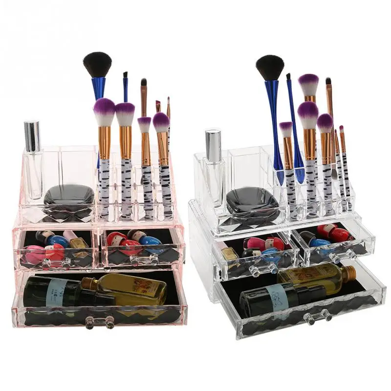 

Double Layer Makeup Organizer Storage Box Cosmetic Brush Nail Gel Jewelry Storage Case Display Stand make up organizer