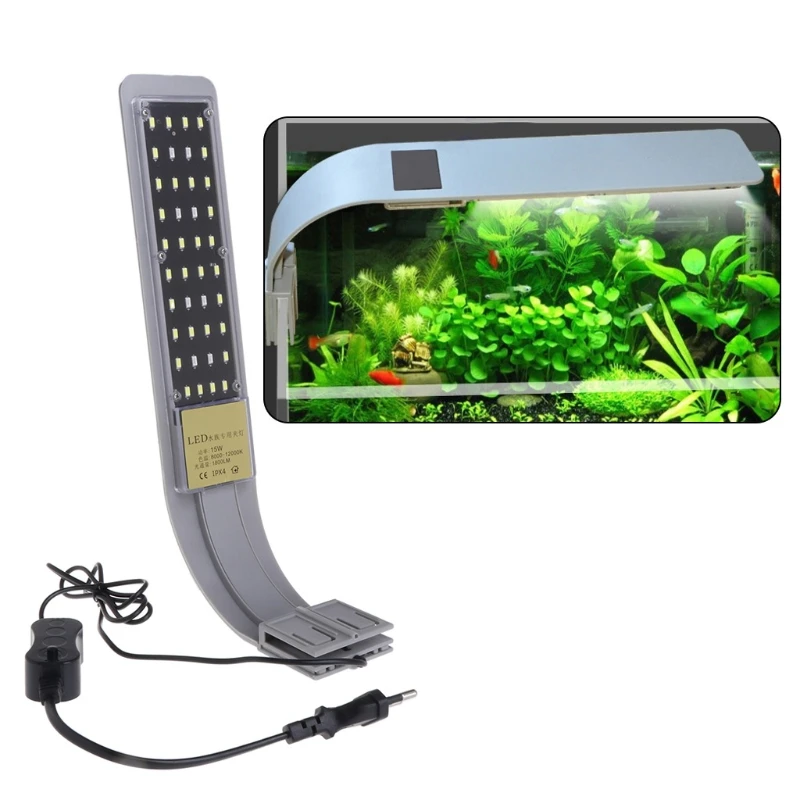 Clip on Aquarium Light 15W Plants Fish Tank LED Temperature Touch