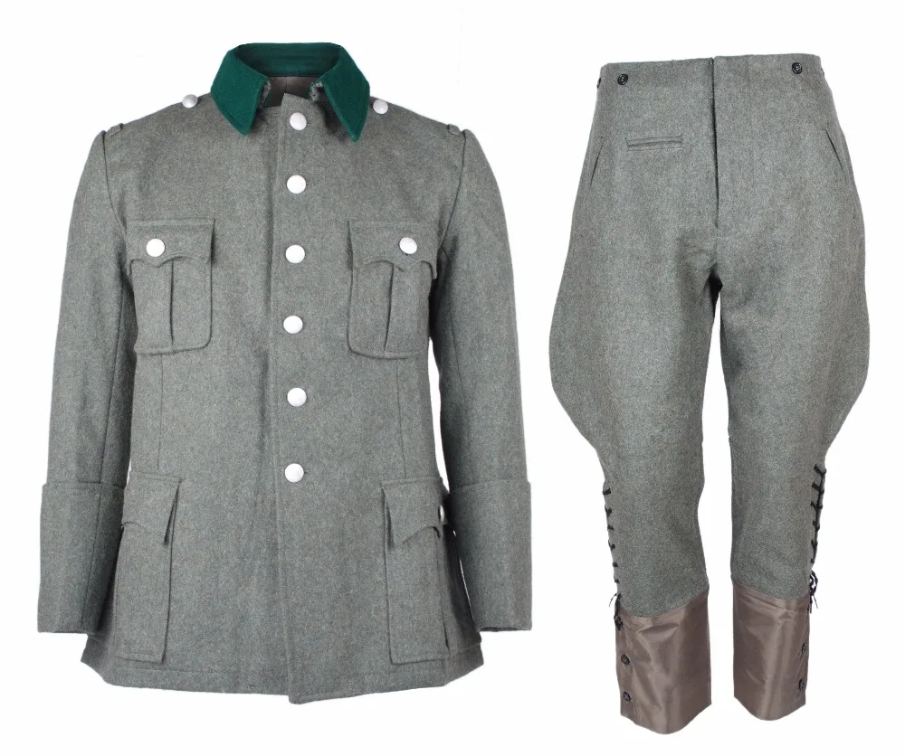 

COSPLAY WWII GERMAN M36 OFFICER WOOL FIELD UNIFORM TUNIC & BREECHES