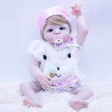 23 zoll hohe qualität weiche klebte perücke Lebensechte newborn Baby auf Weihnachten beste geschenk alle silikon Bonecas Bebe Reborn icy angela dol(China)