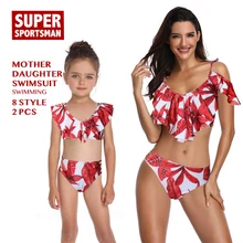 Семейный купальный костюм для женщин, сексуальный бикини с высокой талией, детский купальный костюм для девочек, детский купальный костюм, пляжная одежда, бикини, купальный комплект