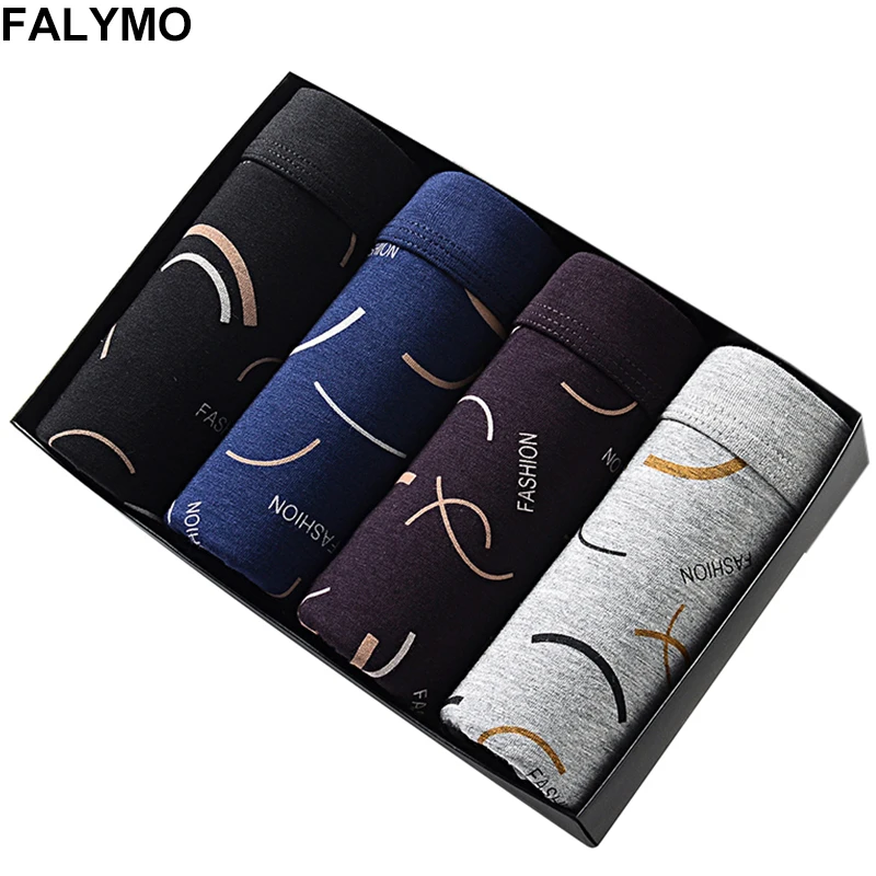 

Brand Boxer Underwear Men Cotton Boxers Male Panties Shorts Mens Trunks Pouch Boxer Classic Printed Underpants 4Pcs\lot Black