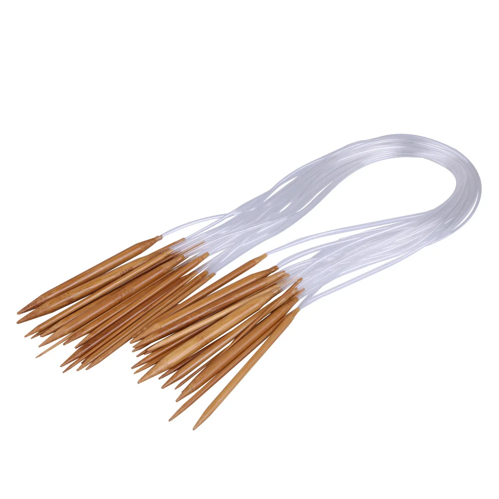 

18Pairs 18sizes 2.0mm-10.0mm 80cm 32" Circular Nature Bamboo Carbonized Knitting Needles Sweater Craft Tools Sewing Accessories