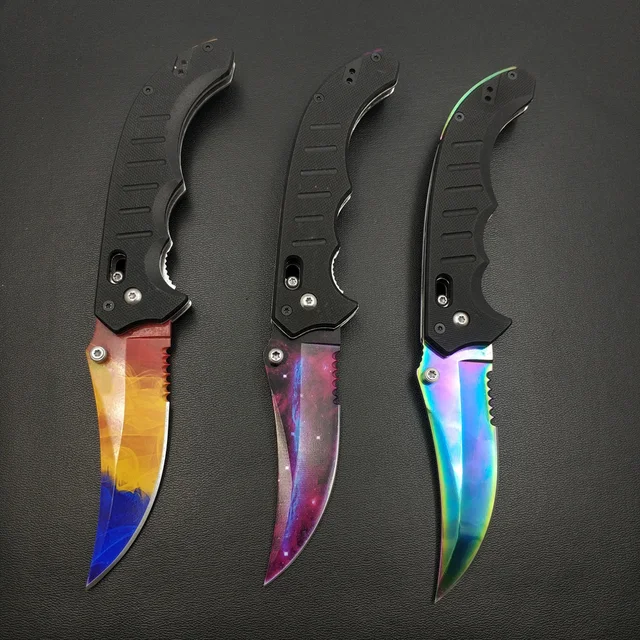 Dropship Real Csgo Talon Gut Flip Knife Set Collection Stainless Steel  Outdoor Camping Survival Knives