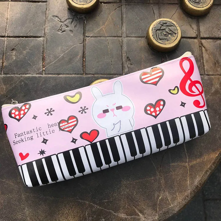 Кавайный музыкальный полиуретановый карандаш, большая сумка, мультяшный студенческий чехол для карандашей, офисные школьные канцелярские принадлежности, Подарочная коробка, дешевая креативная пианино - Цвет: Розовый