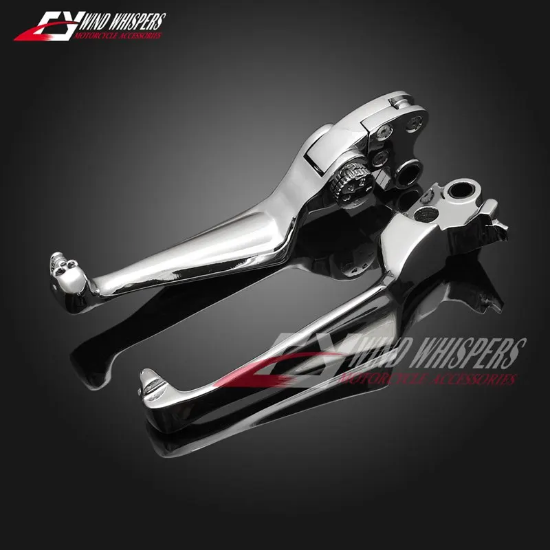 Motorcycle skull adjust brake clutch levers For Harley Fat Boy Dyna Electra Glide 1997 2003