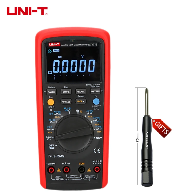 

UNI-T UT171B Digital Multimeters Eletronic AC DC True RMS Auto/Manual Range Admittance (nS) C/F Thermometer VFC LCD Backlight