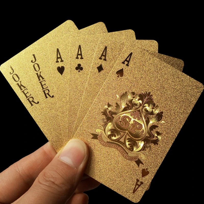 

Golden Playing Cards Deck gold foil poker set Magic card 24K Gold Plastic foil poker Durable Waterproof Cards magic81150