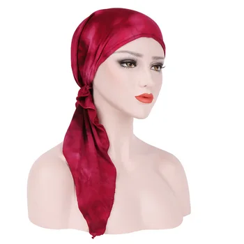 

Large Tail Tie-dyed Arc Flower Cap Muslim Headgear Comfortable Cotton Headgear Hijab Caps Scarf
