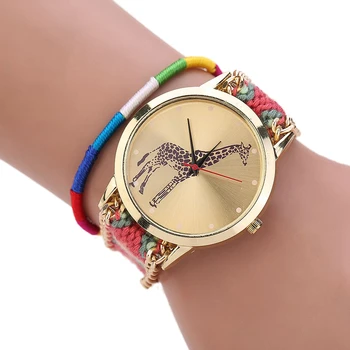 

woman National Wind Weave DIY giraffe Bracelet Watch 1#