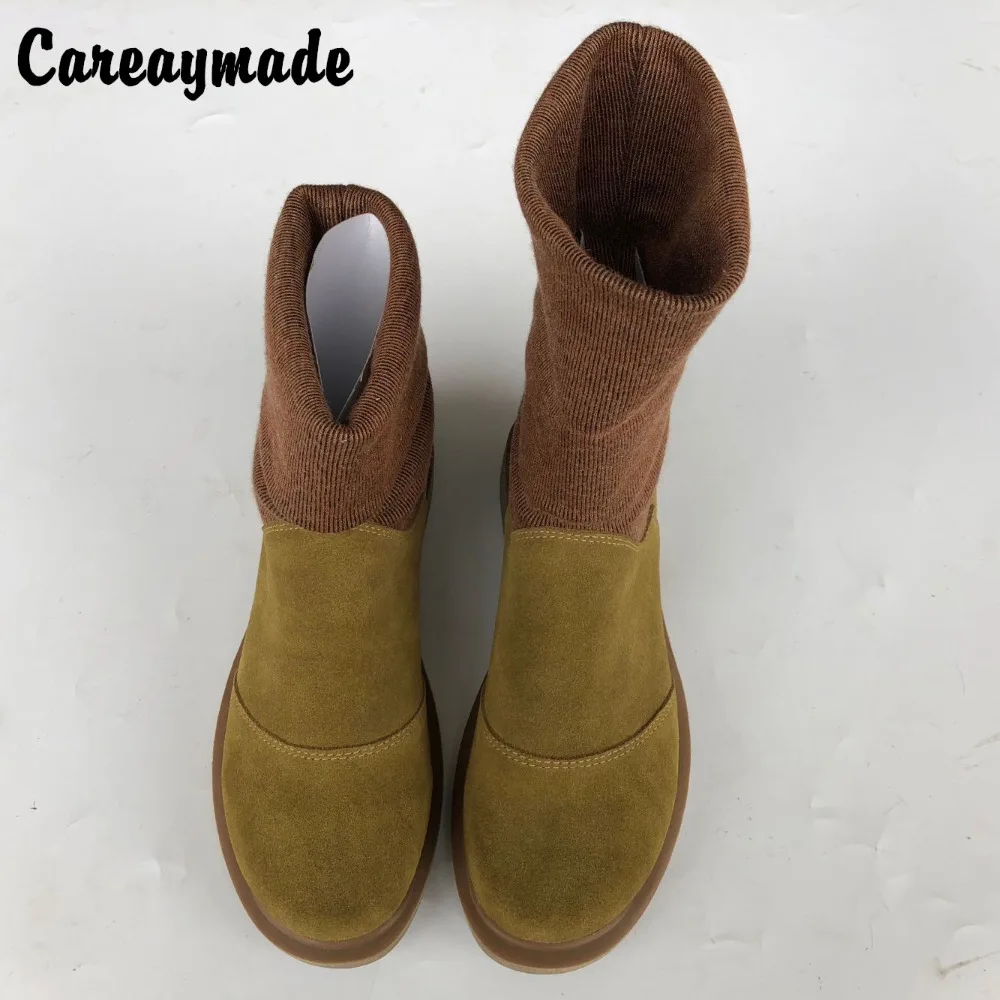 Женские осенне зимние сапоги Careaymade из натуральной кожи с верхним слоем