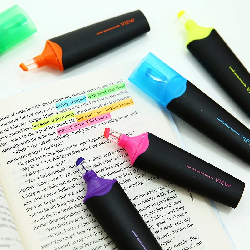 Japan MITSUBISHI stationery color highlighter pen mark oblique head