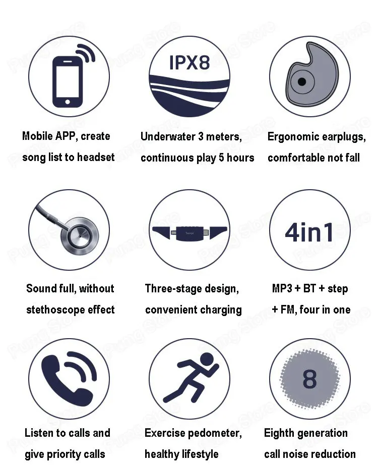 Tayogo Водонепроницаемый IPX8 MP3 музыкальный плеер Bluetooth Наушники Спортивные Беспроводные плавательные mp3 с FM bluetooth шагомер для плавания