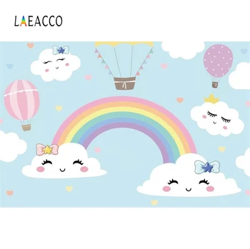 

Laeacco Rainbow Backdrops Baby Cartoon Birthday Party Wallpaper Poster Child Portrait Photographic Backgrounds For Photo Studio