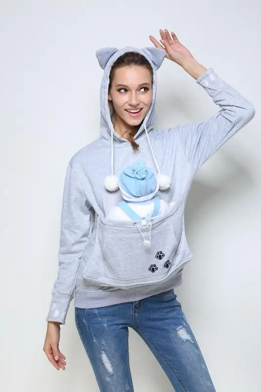 Women Cute Lovers Hoodies With Cuddle Pouch Cat Dog Pet Hoodies For