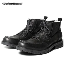 Retro Men Boots Genuine Leather Round Toe Lace Up Black Martin Boots Soliders Ridding Boots Business Man Winter Shoes Oxfords цена Retro Men Boots Genuine Leather Round Toe Lace Up Black Martin Boots Soliders Ridding Boots Business Man Winter Shoes Oxfords цены онлайн