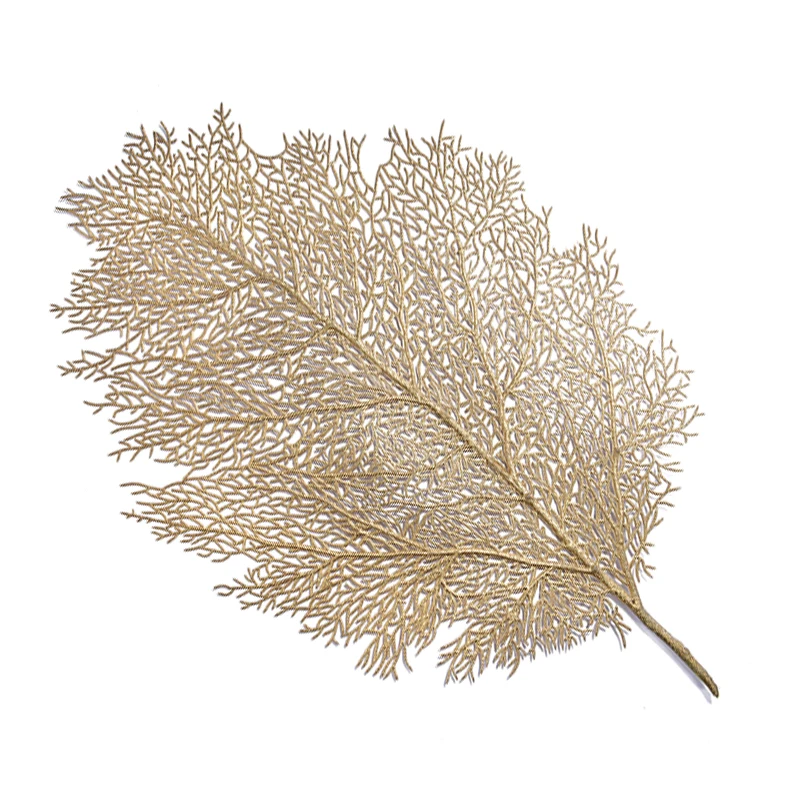 

Dining Table Pad Simulation Plant Gold Leaf Tableware Pad Christmas Decorative PVC Table Mat Tea Cup Bowl Heat Insulation Pads