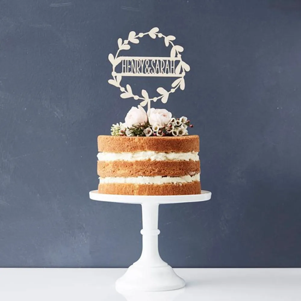 

Custom wedding cake decoration topper Personalized couple name wedding rose gold silver acrylic cake topper