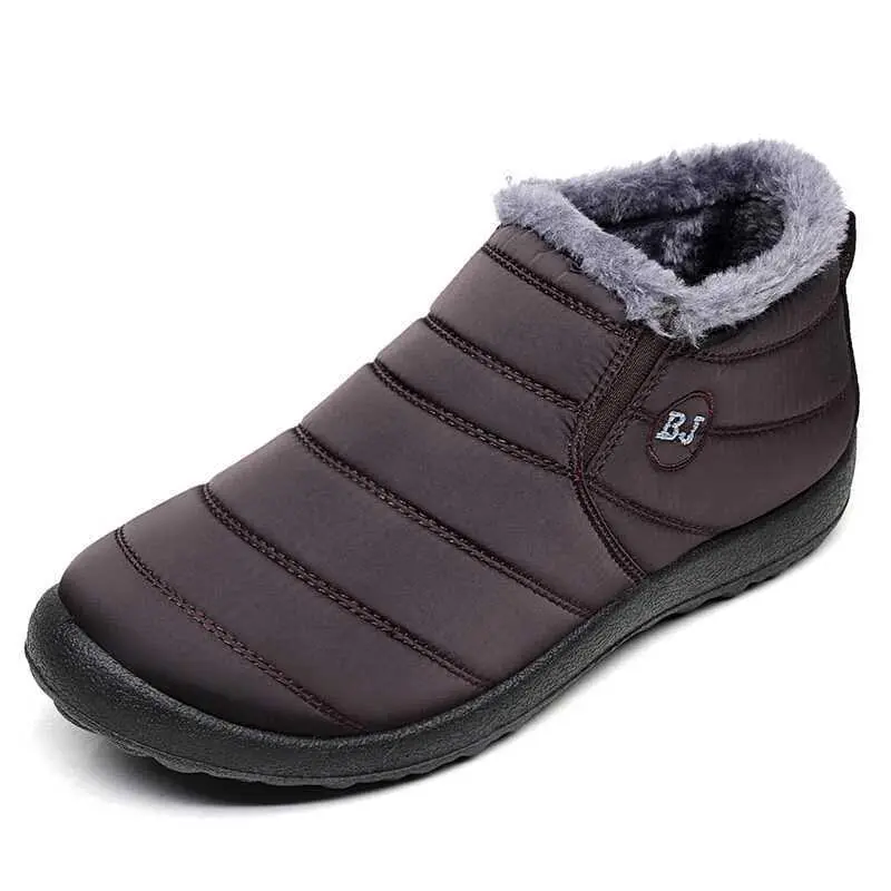 Женская обувь женские зимние ботинки г. Теплые меховые однотонные женские зимние ботинки без шнуровки повседневная обувь женские ботильоны zapatos de mujer - Цвет: Coffee
